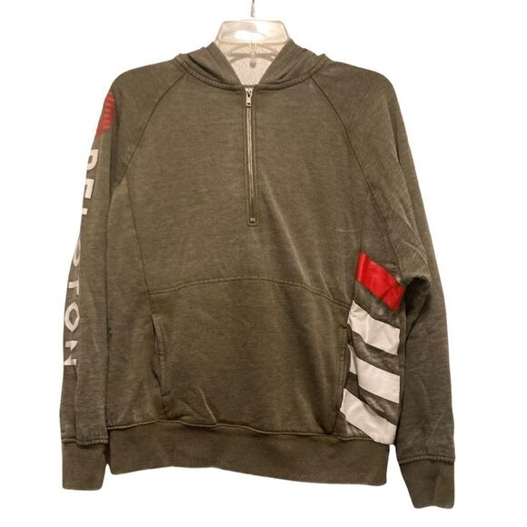 Peloton Half Zip Hooded Green Sweatshirt - Small - Picture 4 of 6